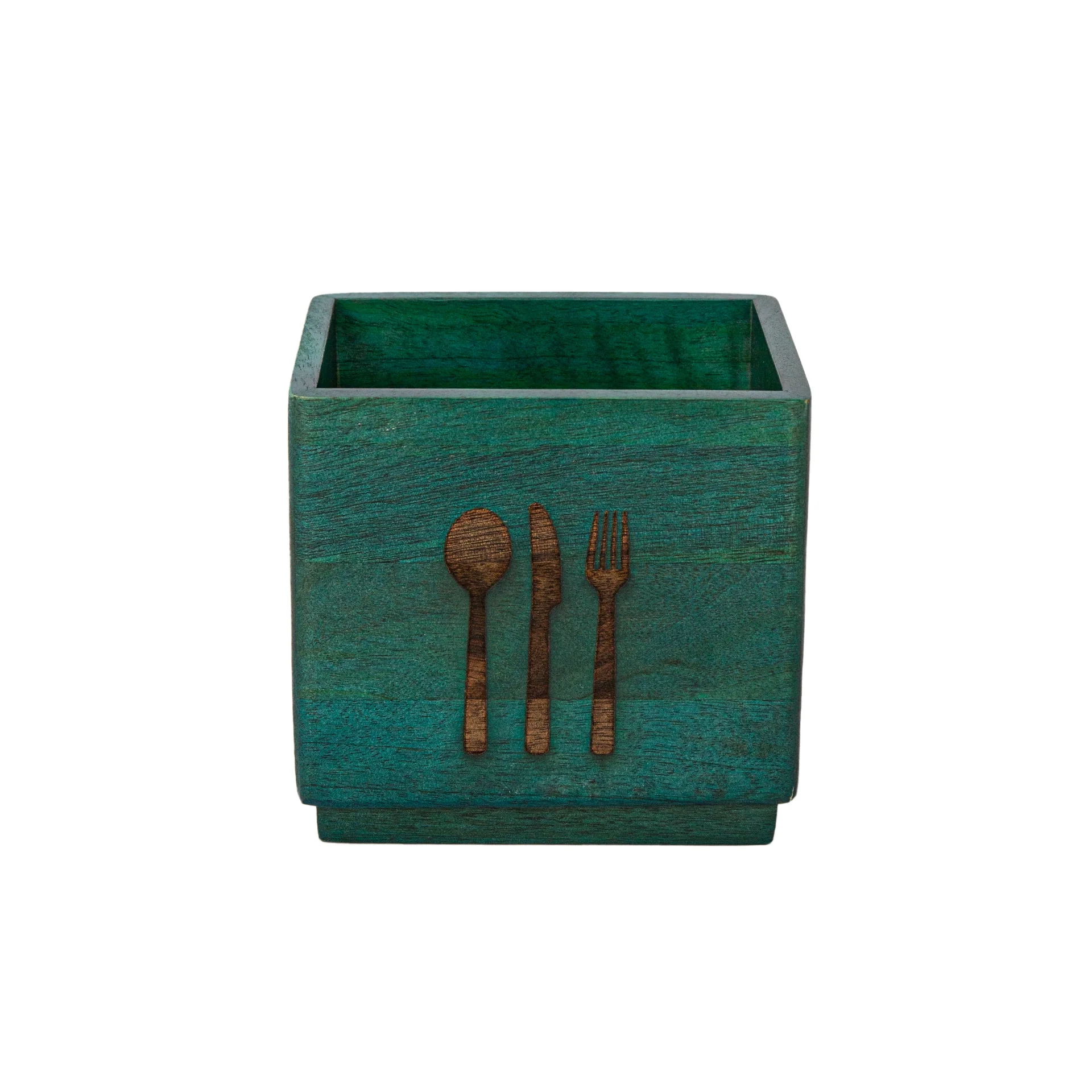 Blue Wood Utensil Holder - Image 6