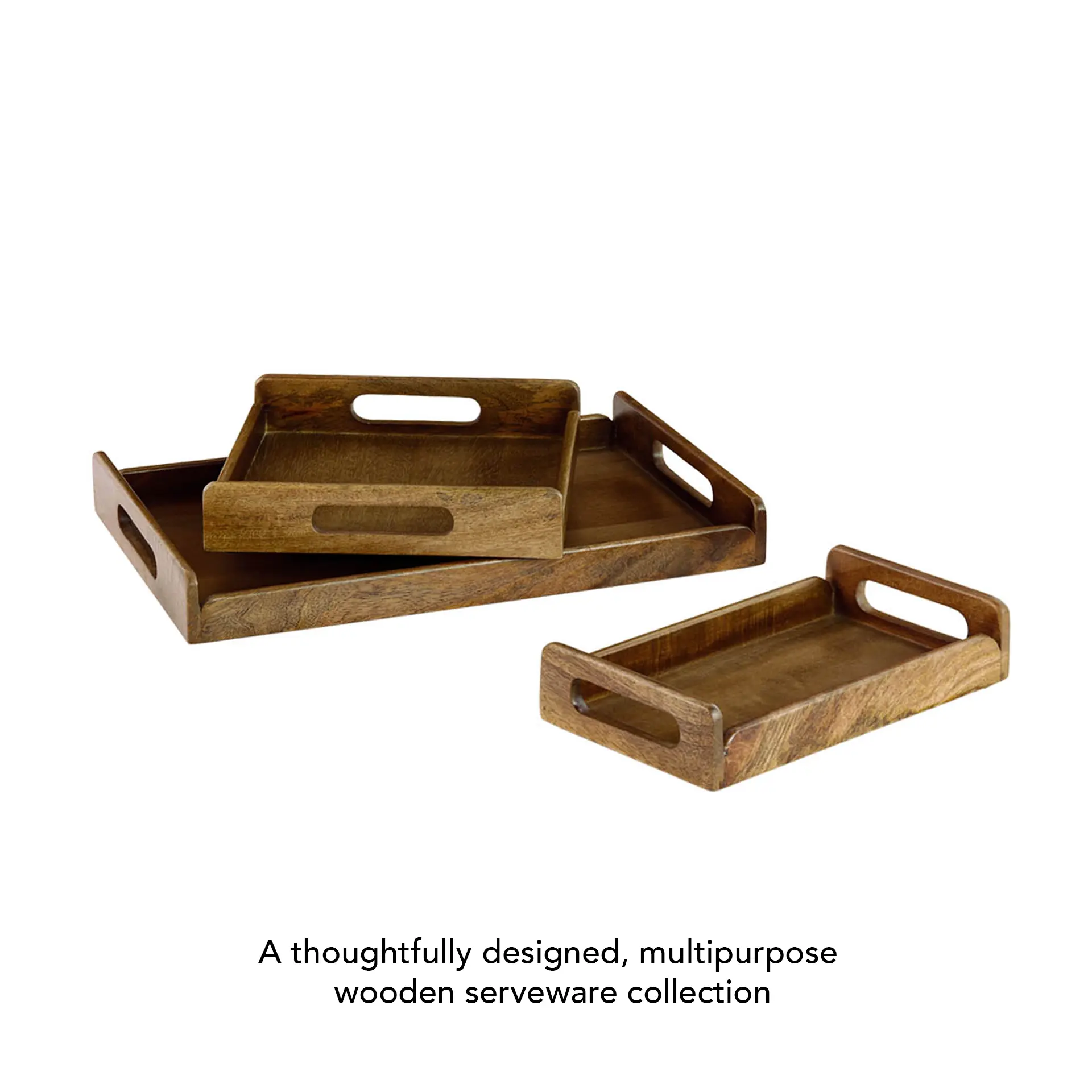 Chestnut Brown Nested Wooden Tray Set of 3 - Image 4