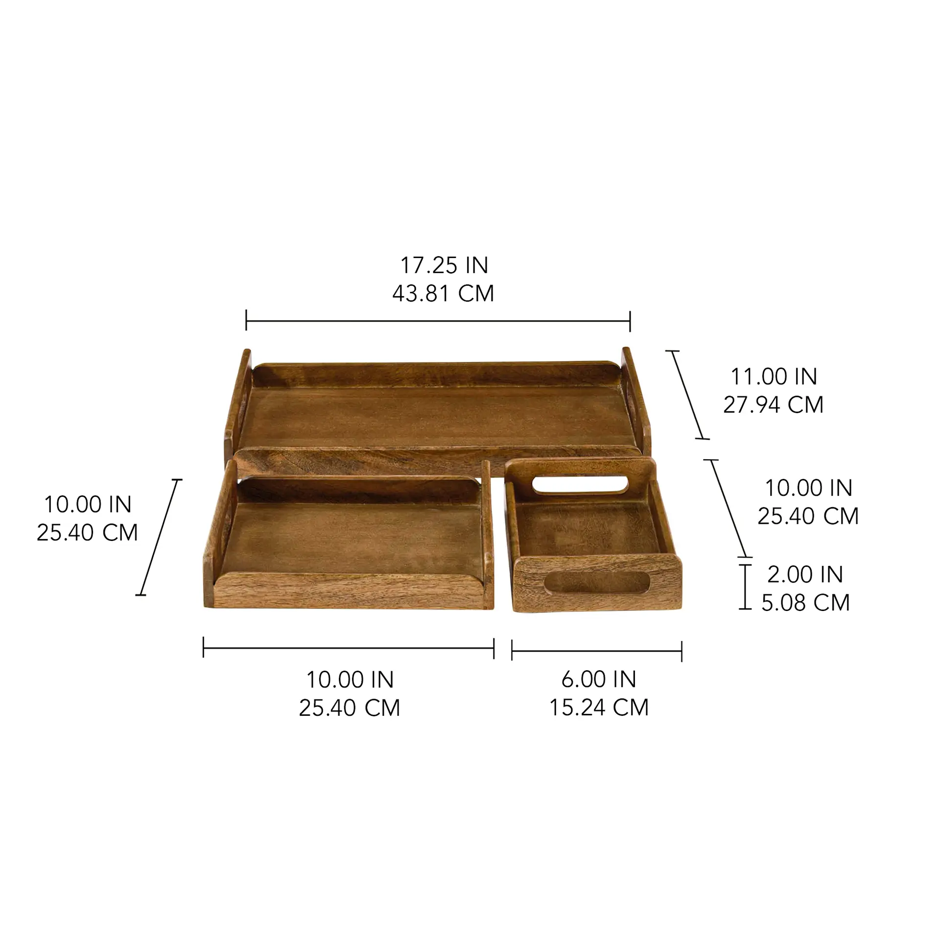 Chestnut Brown Nested Wooden Tray Set of 3 - Image 5