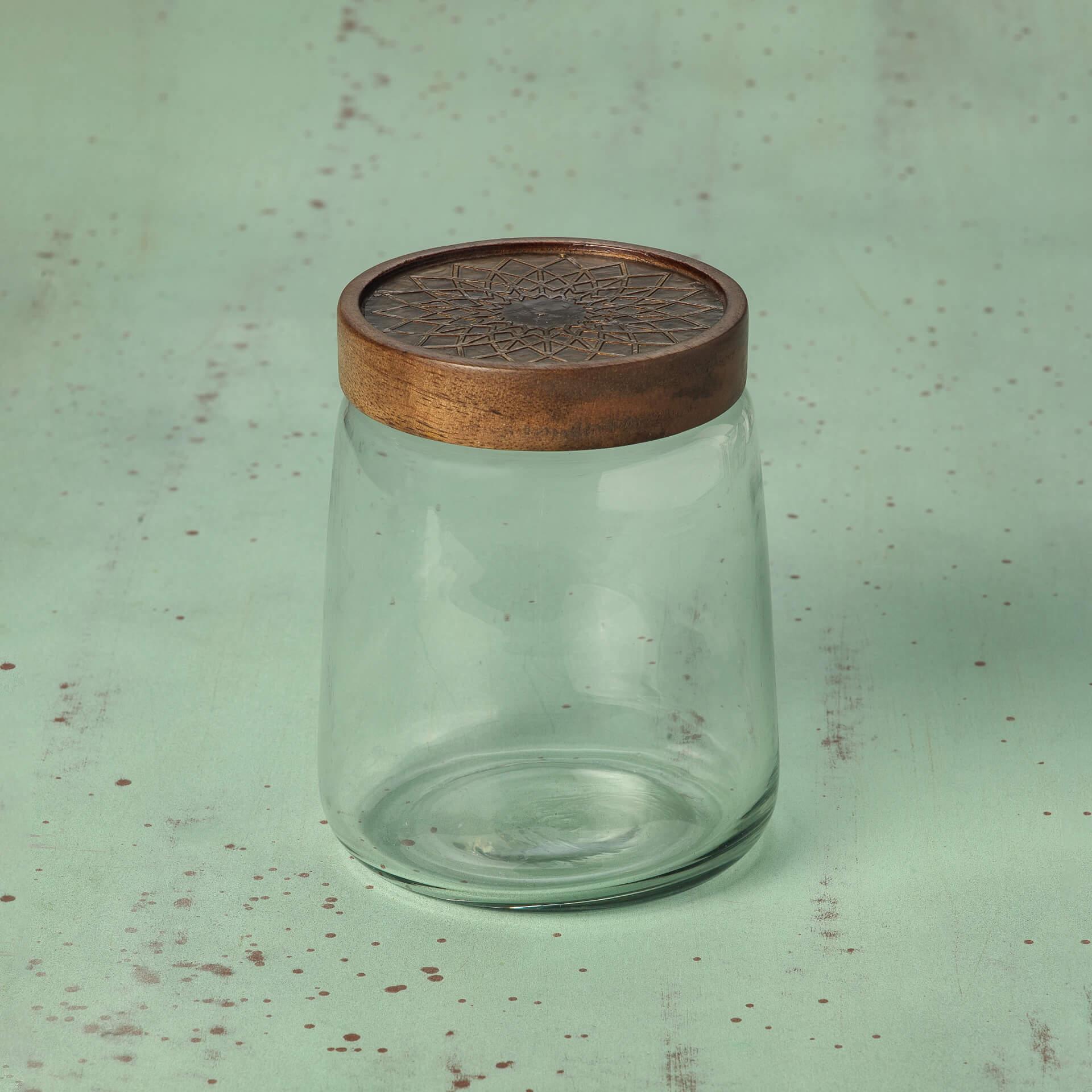 Clear Glass Jar With Metal Cladding Lid Large - Image 3
