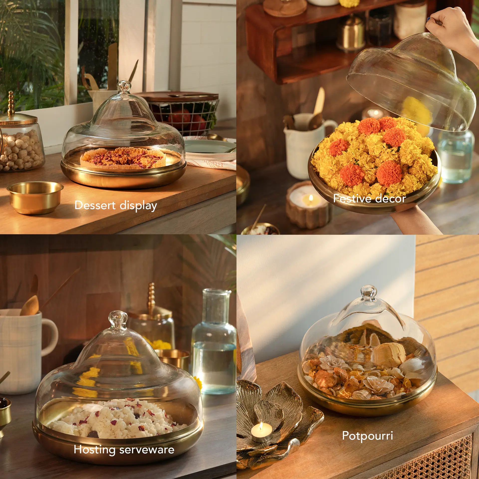 Dome cloche with metal base - large - Image 3