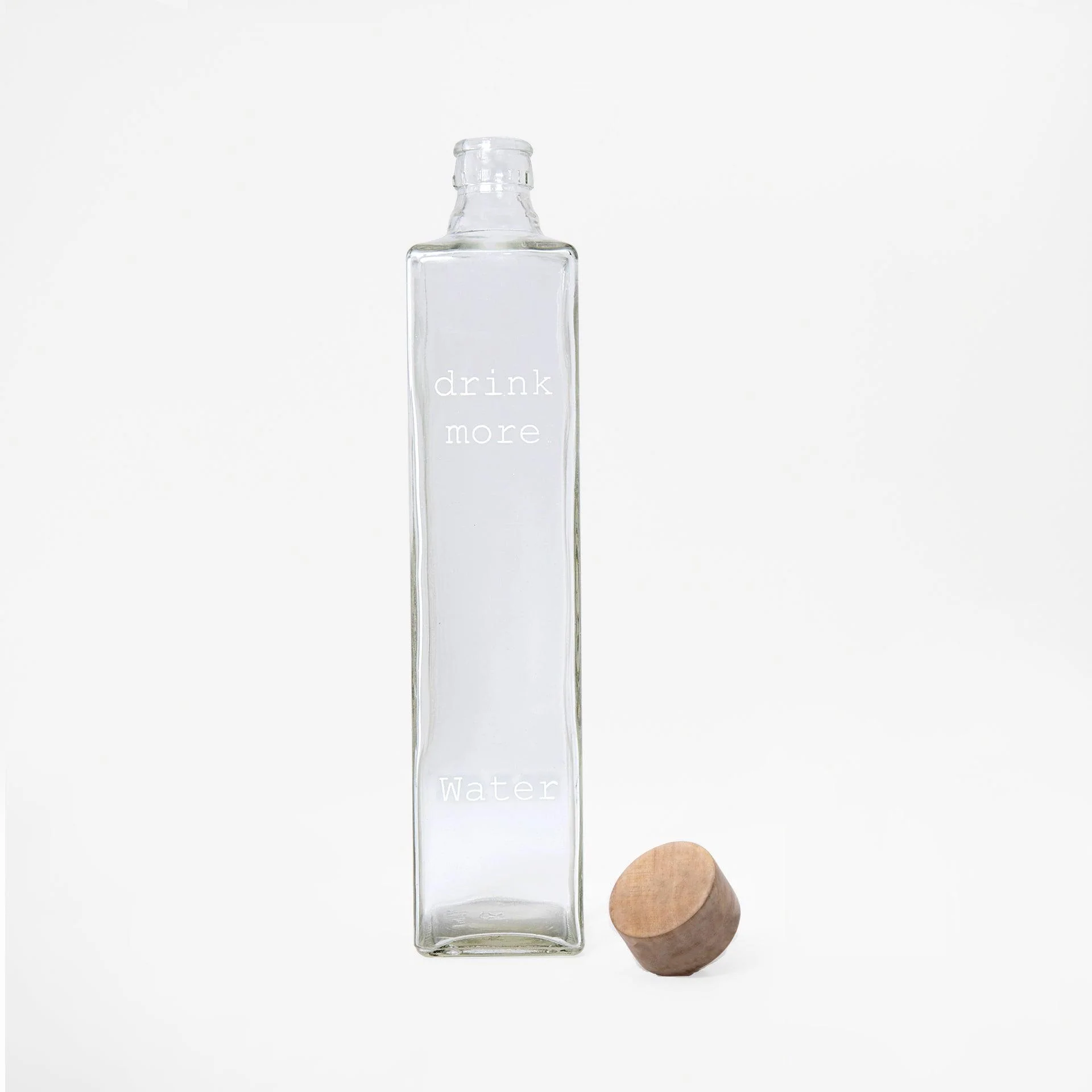 Drink More Glass Water Bottle With Wooden Stopper - Image 3