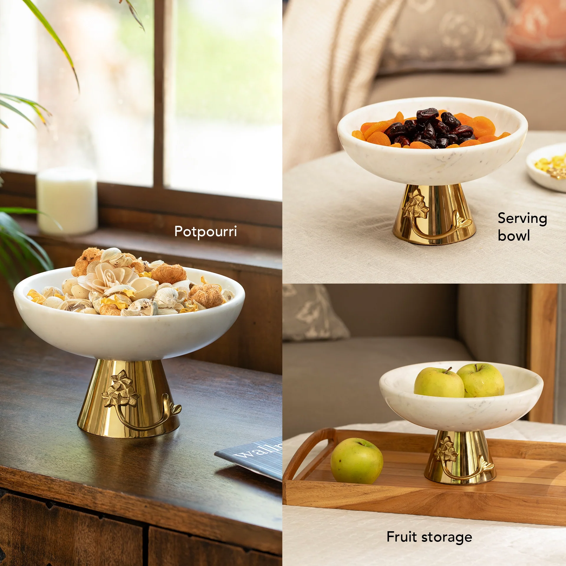 Frangipani Metal & Marble bowl - Short - Image 3