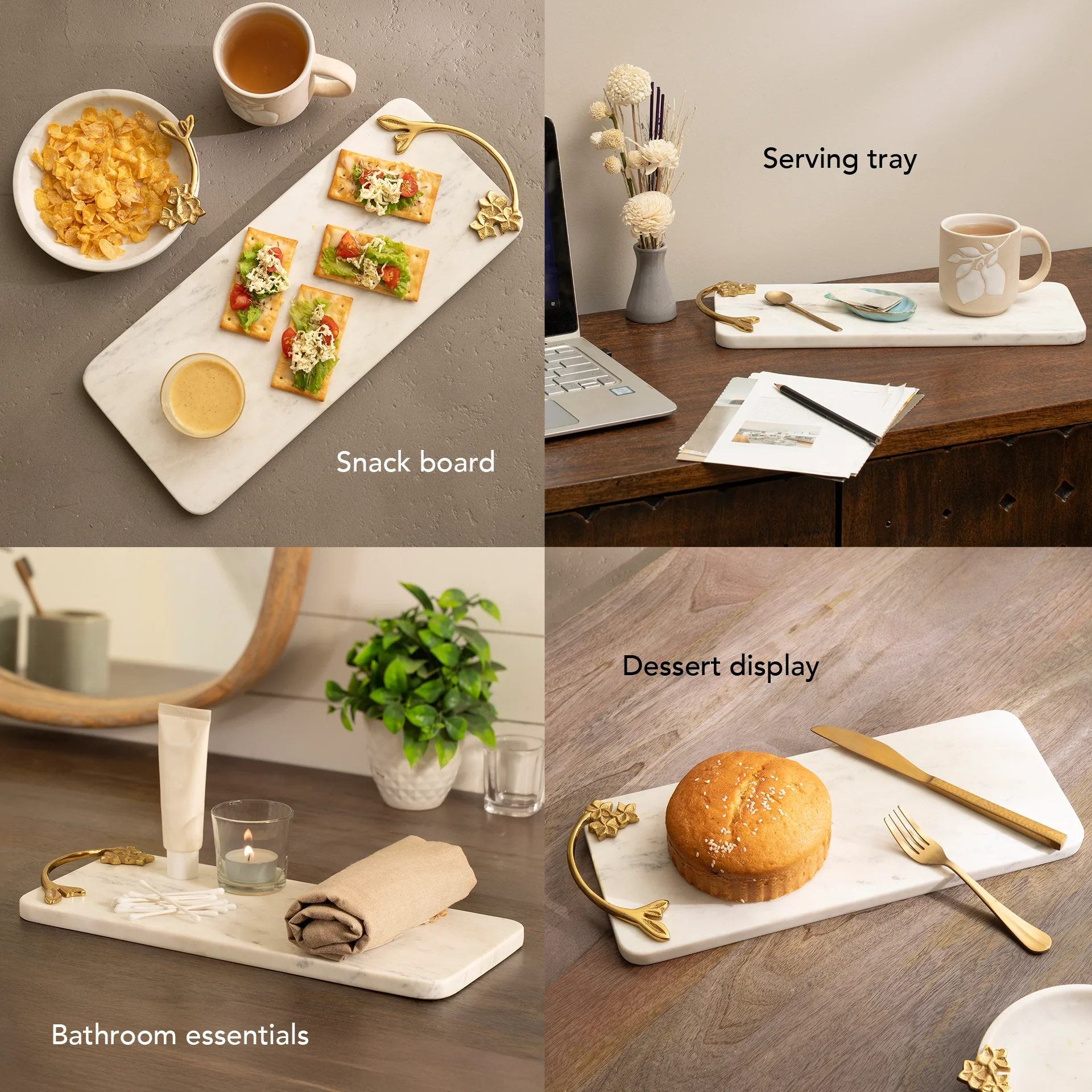 Frangipani Marble & Metal Platter - Image 3