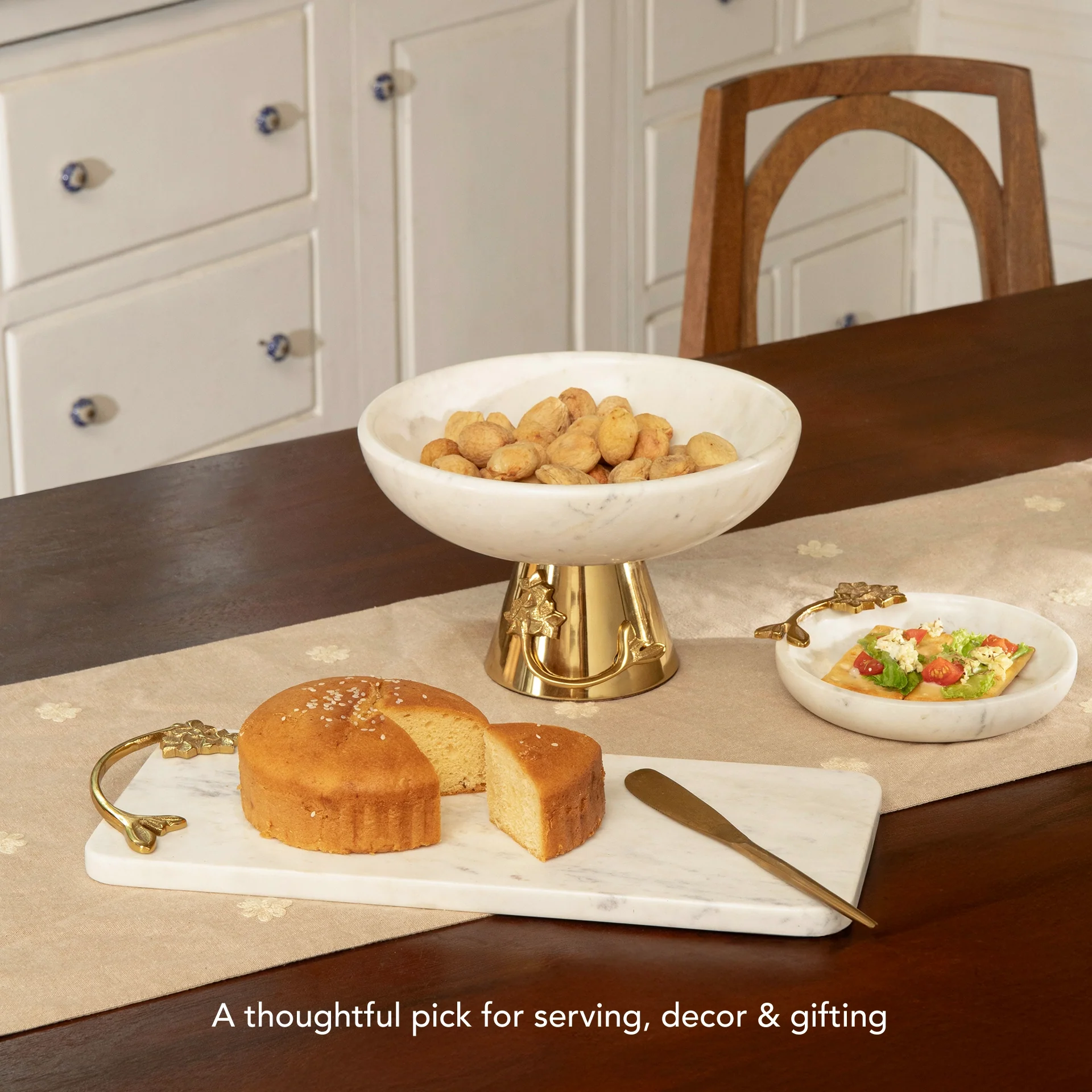 Frangipani Marble & Metal Platter - Image 4