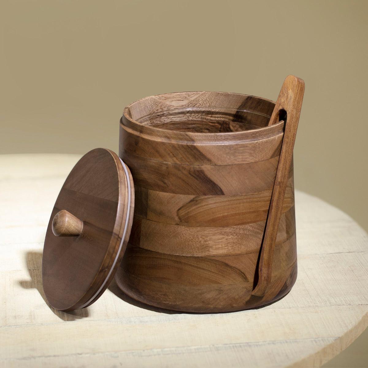 Fryst Wooden Ice Bucket with Glass Insert - Image 3