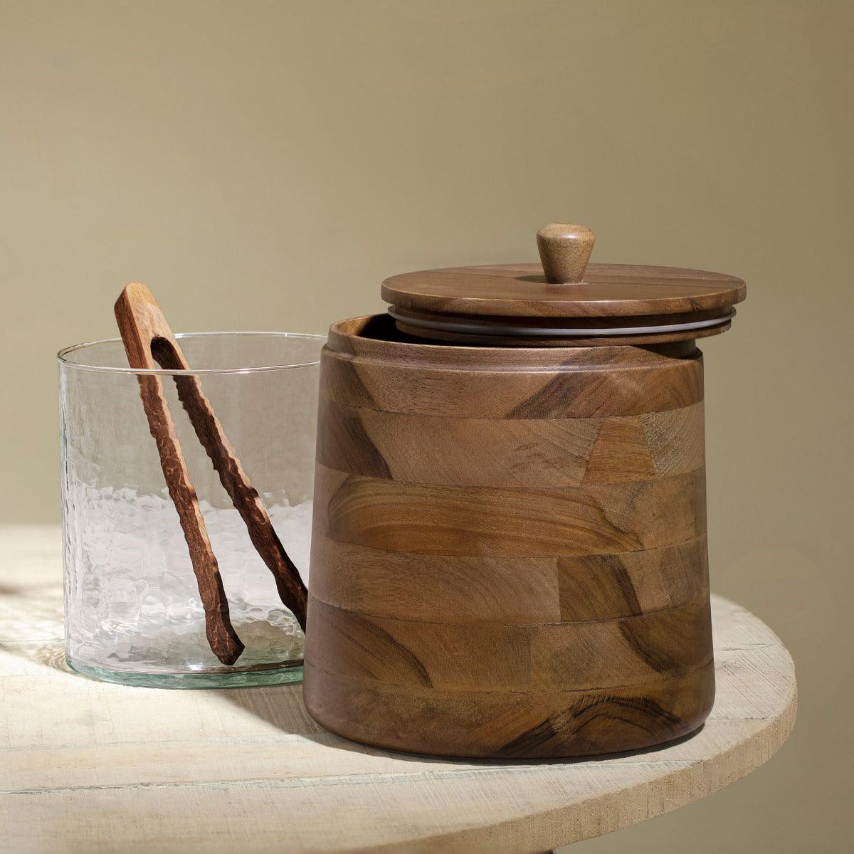 Fryst Wooden Ice Bucket with Glass Insert - Image 4