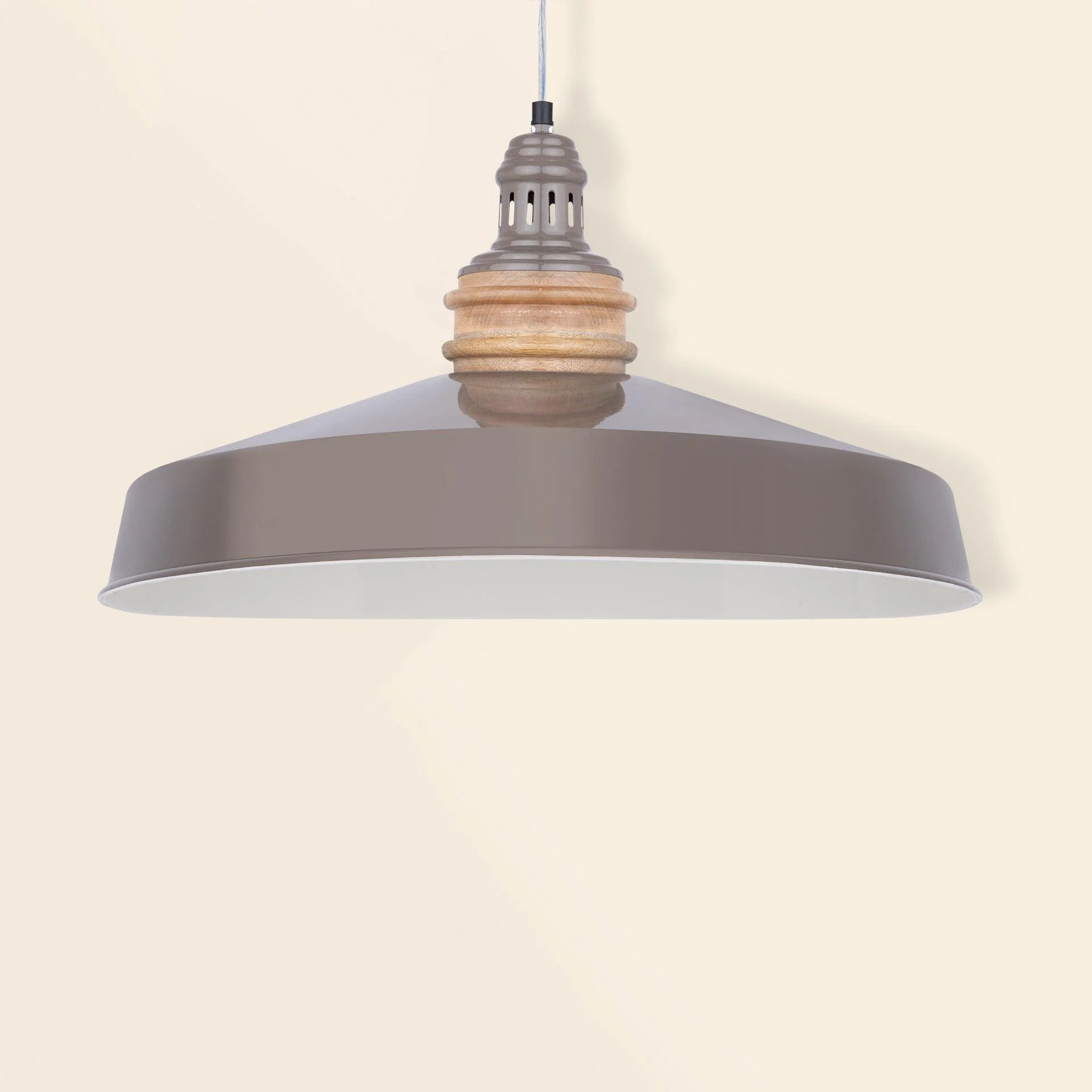 Grey Metal Pendant Lamp- Wide - Image 3