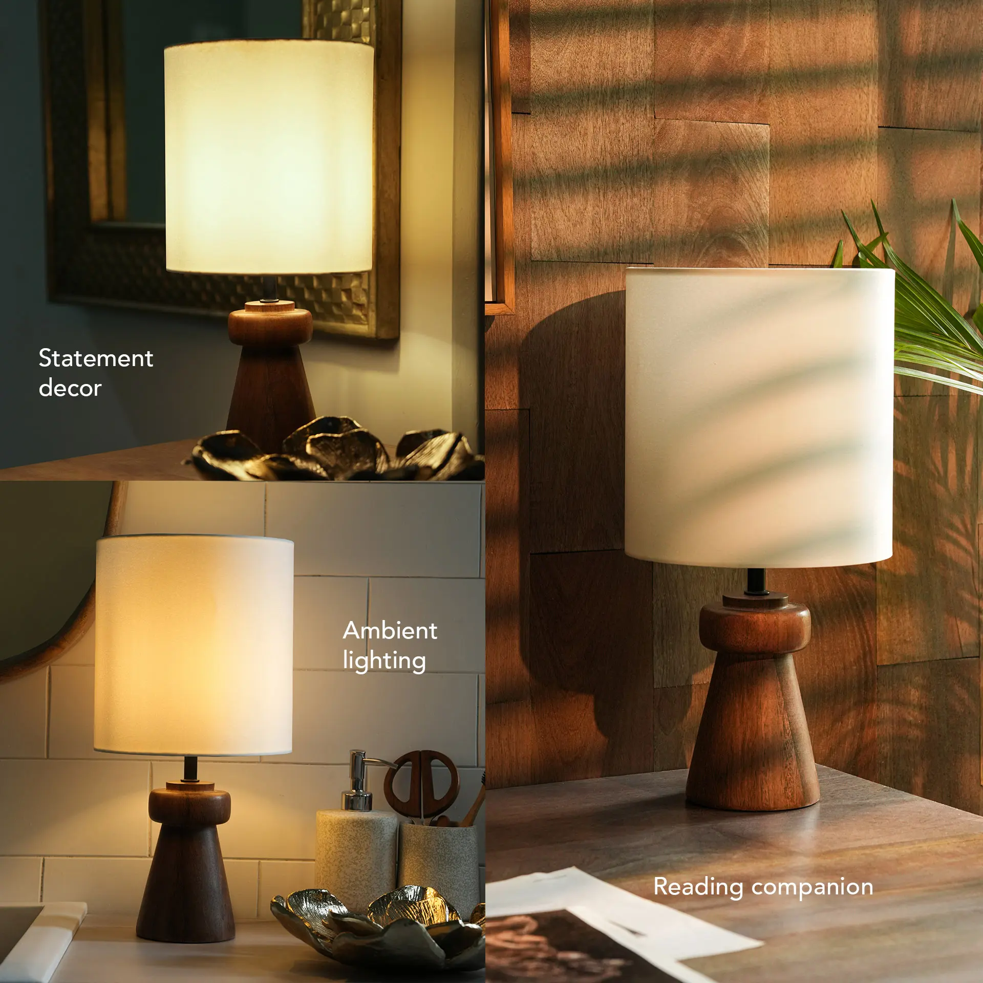 Honeygrain Wooden Table Lamp with Shade - Image 3