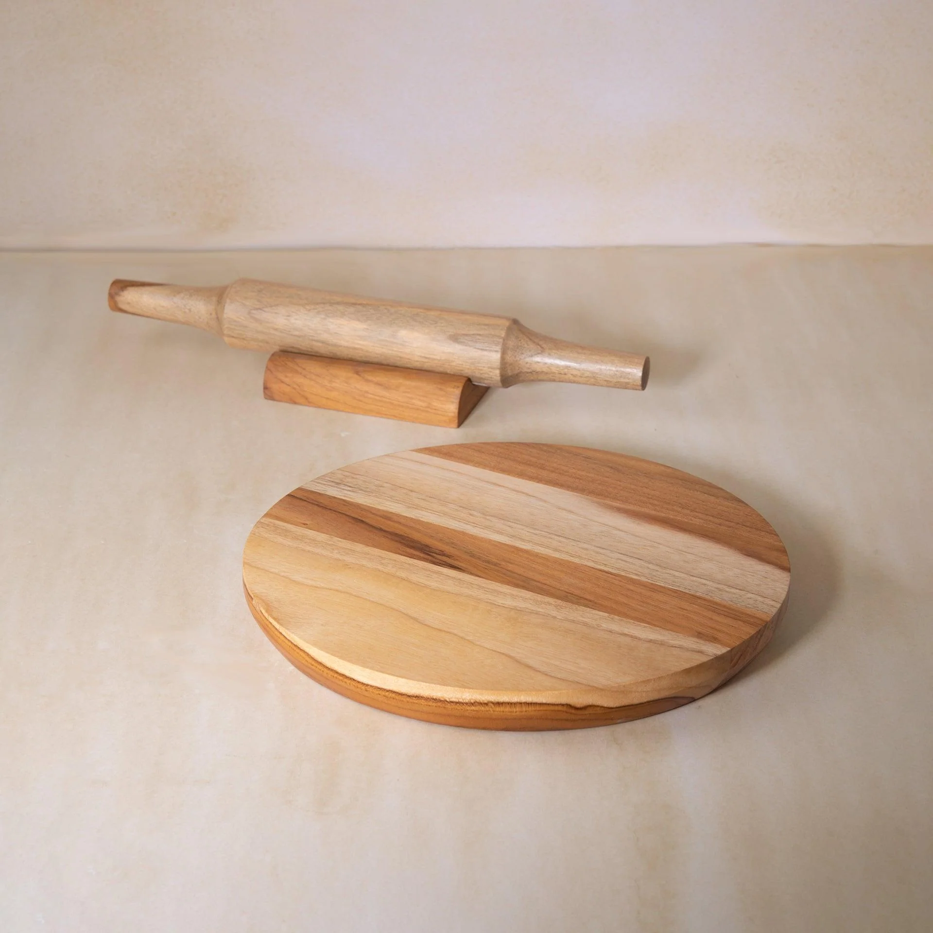 In Teak Wooden Chakla Belan With Stand- Small - Image 3