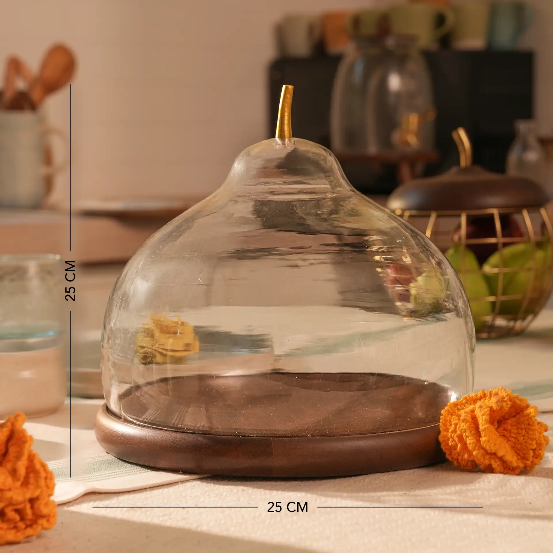 Pear Cloche With Wood Base - Image 5