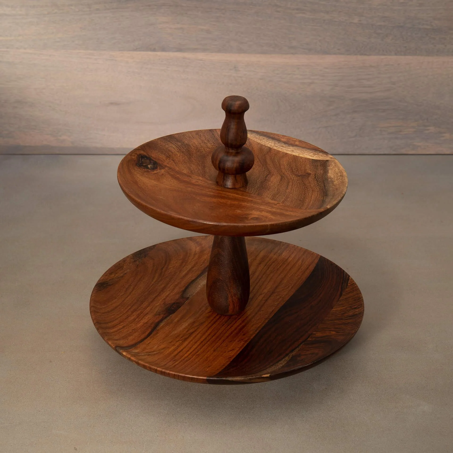 Sheesham  Cake Stand 2 Tier Natural - Image 3