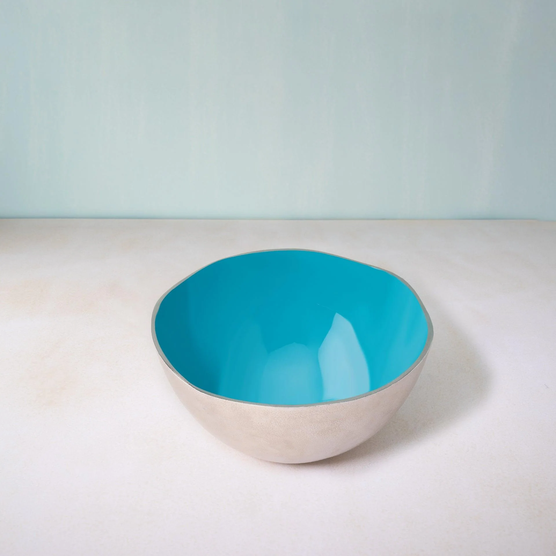 Teal Metal-Enamel Fusion Fruit Bowl- Medium - Image 3