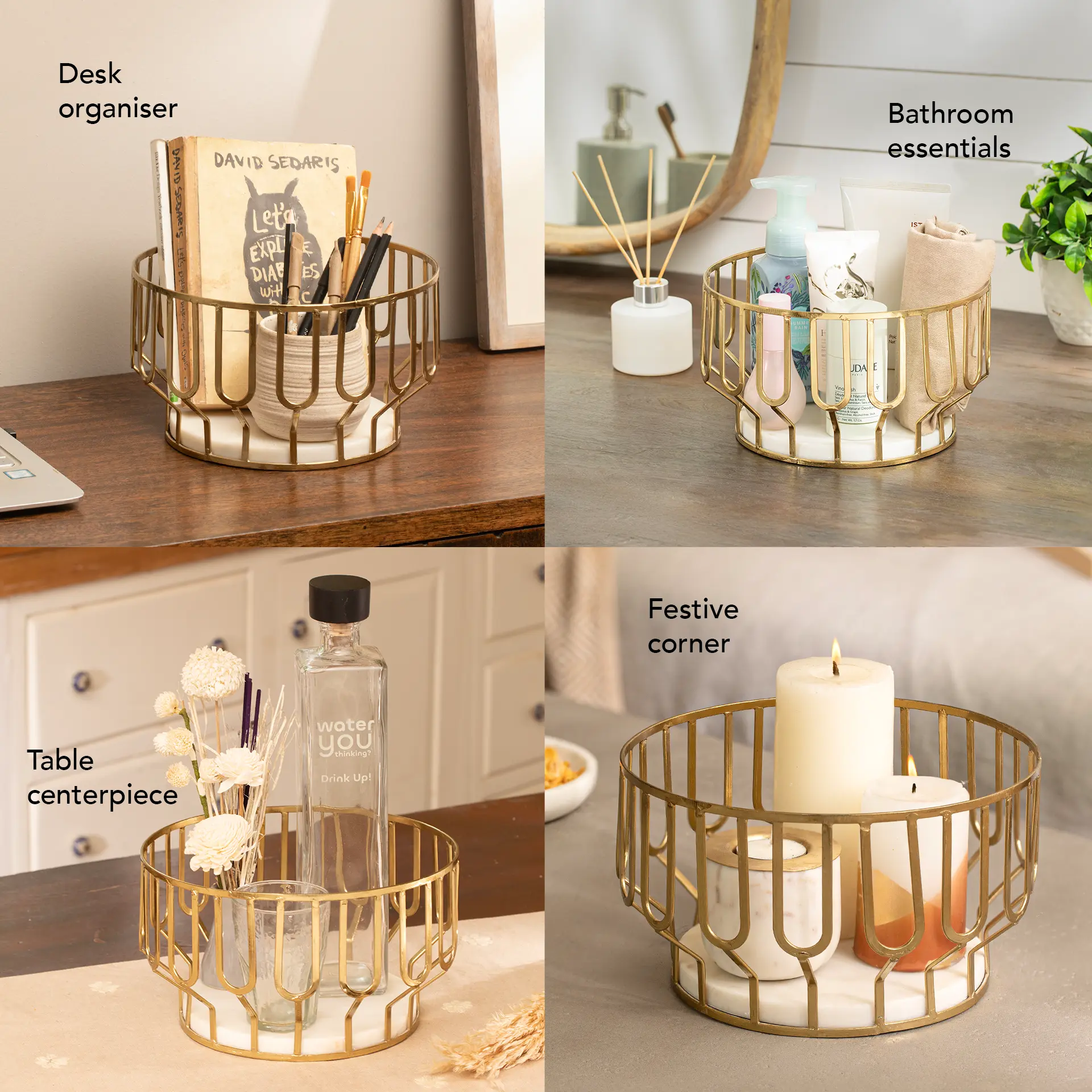 Weave Marble & Metal Basket- Small - Image 3