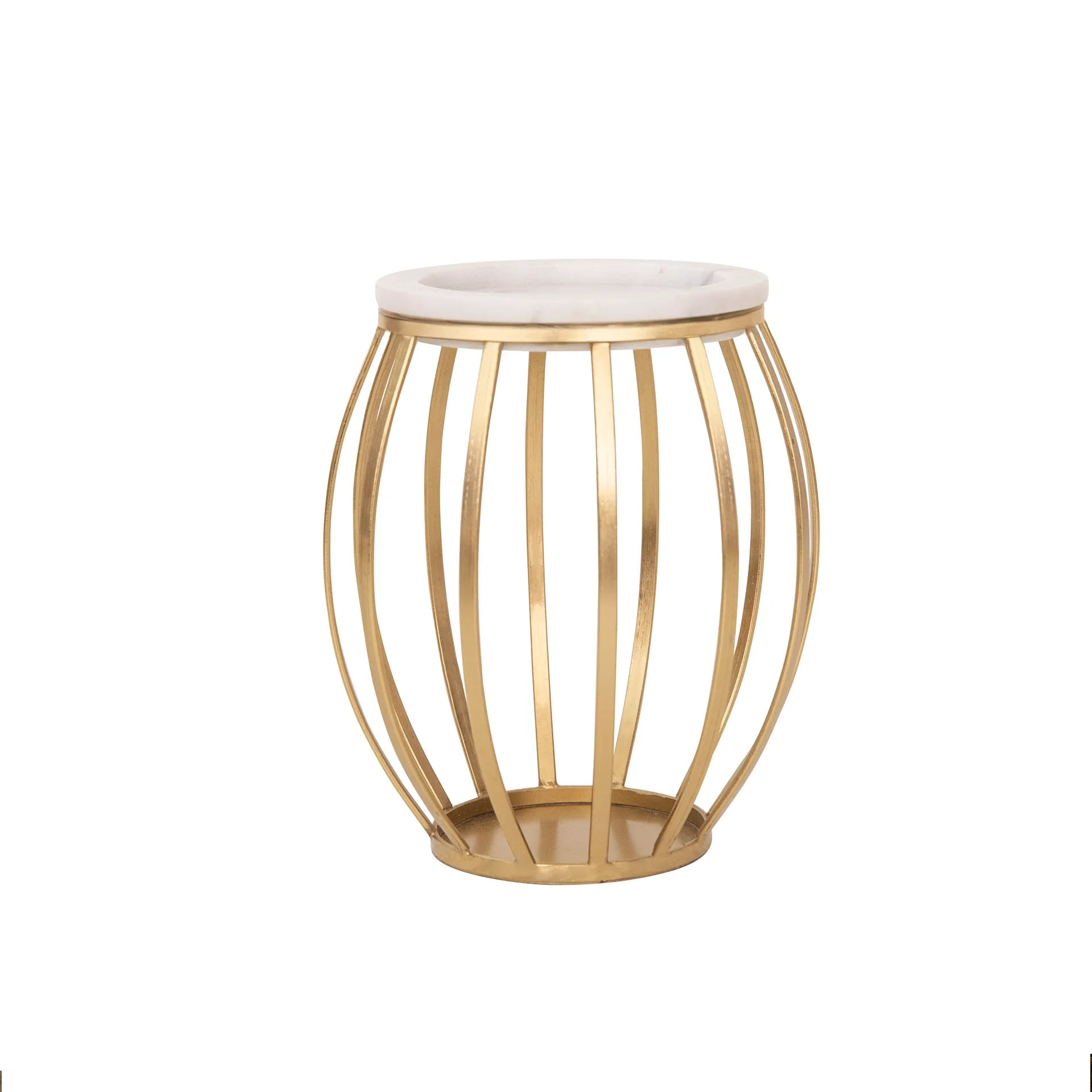 Weave Marble & Metal Pillar Candle Holder- Large - Image 6